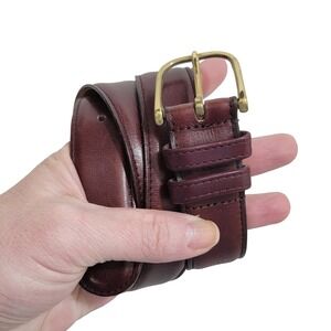 Vintage Coach 5600 Burgundy English Calfskin Leather Belt Solid Brass USA Men 34